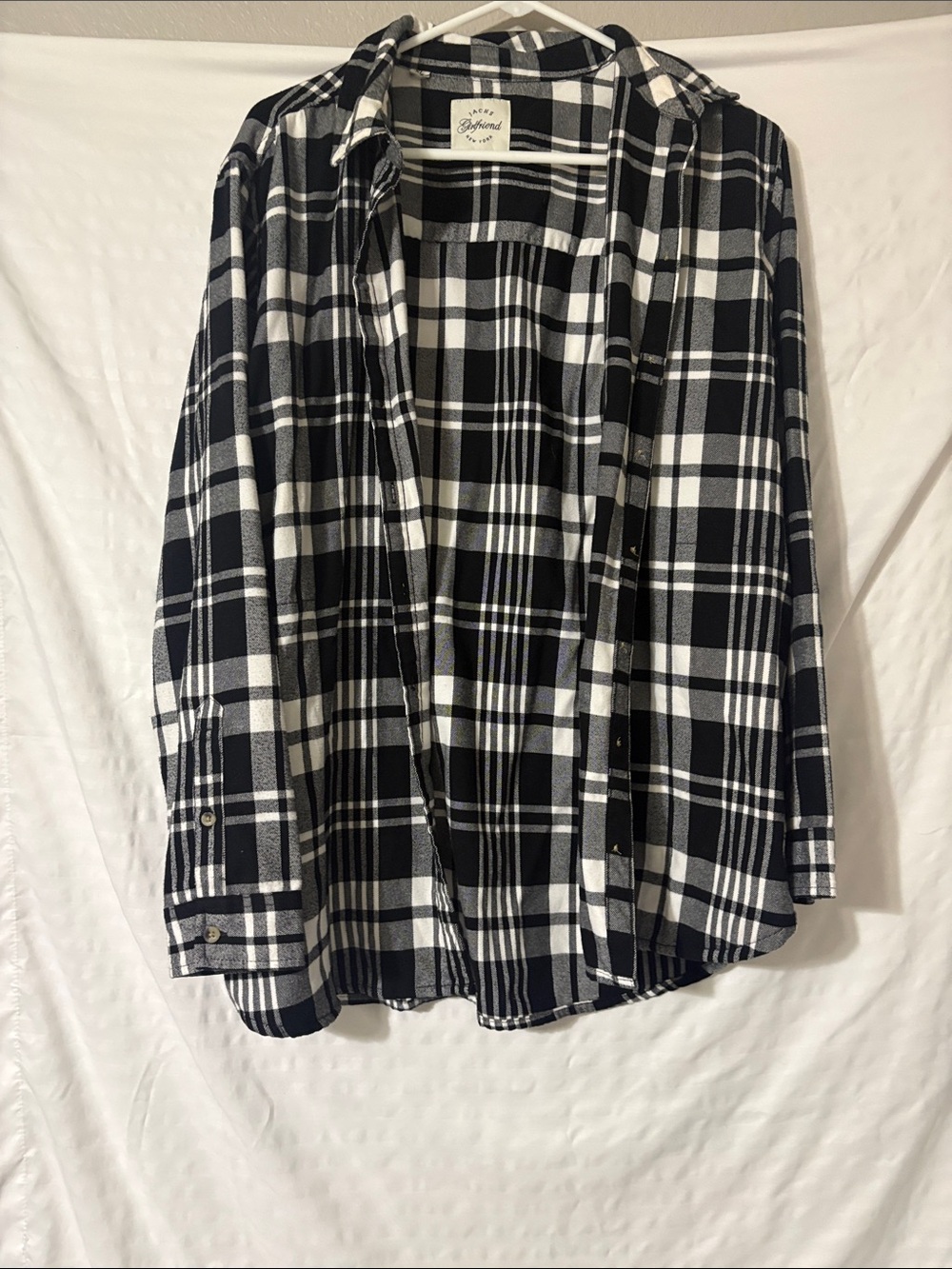 Black & White Plaid Hooded Button-Front Cardigan Sweater
